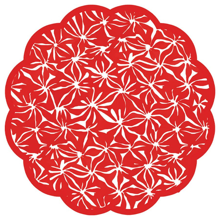 Cha Cha Red Holiday Scalloped Paper Placemats | Set of 24