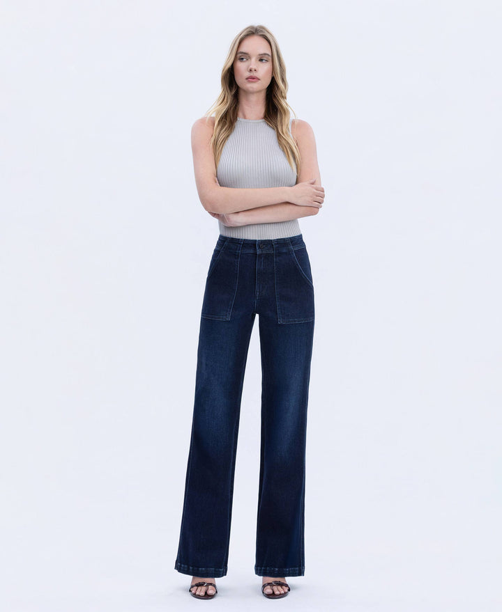 VERVET by FLYING MONKEY - SUPER HIGH RISE FULL LENGTH VINTAGE FLARE JEANS T7011