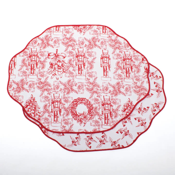 Scallop Reversible Placemat- Classic Nutcracker