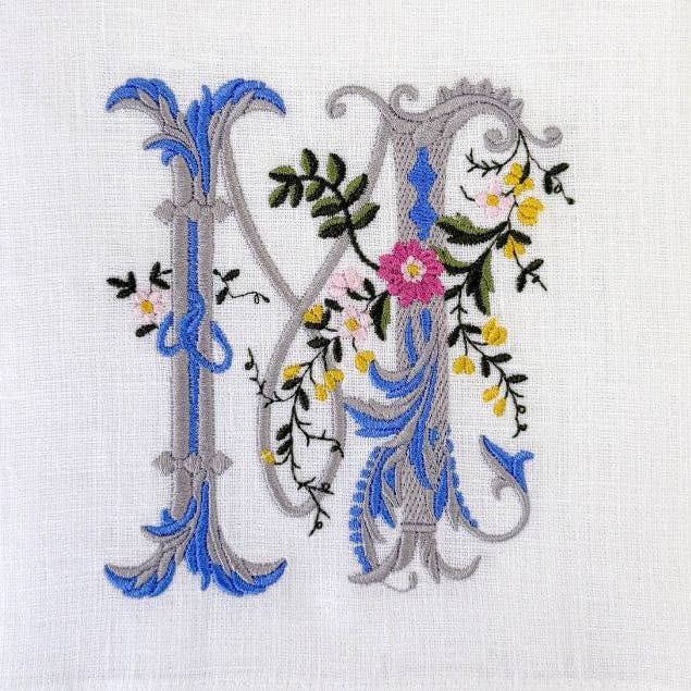 Arte Italica & Crown Linen Designs - Heritage Floral Monogram Linen Towel - New