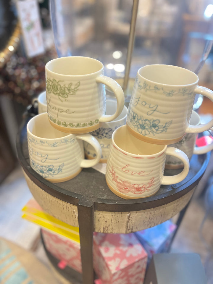 Stoneware Mug with Flowers