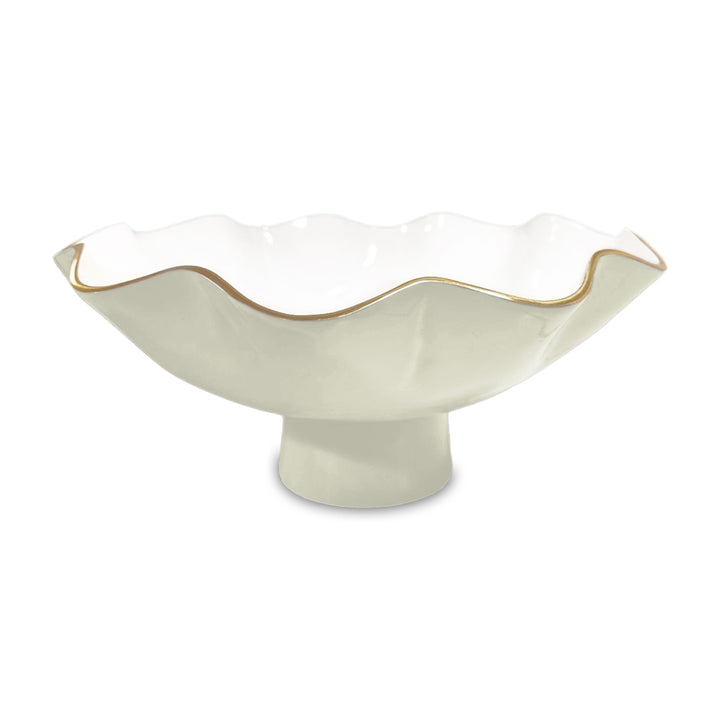 Encanto Carola Large Pedestal Bowl | Cream & White