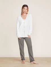 CozyChic Lite Cable Button Cardigan - Pearl
