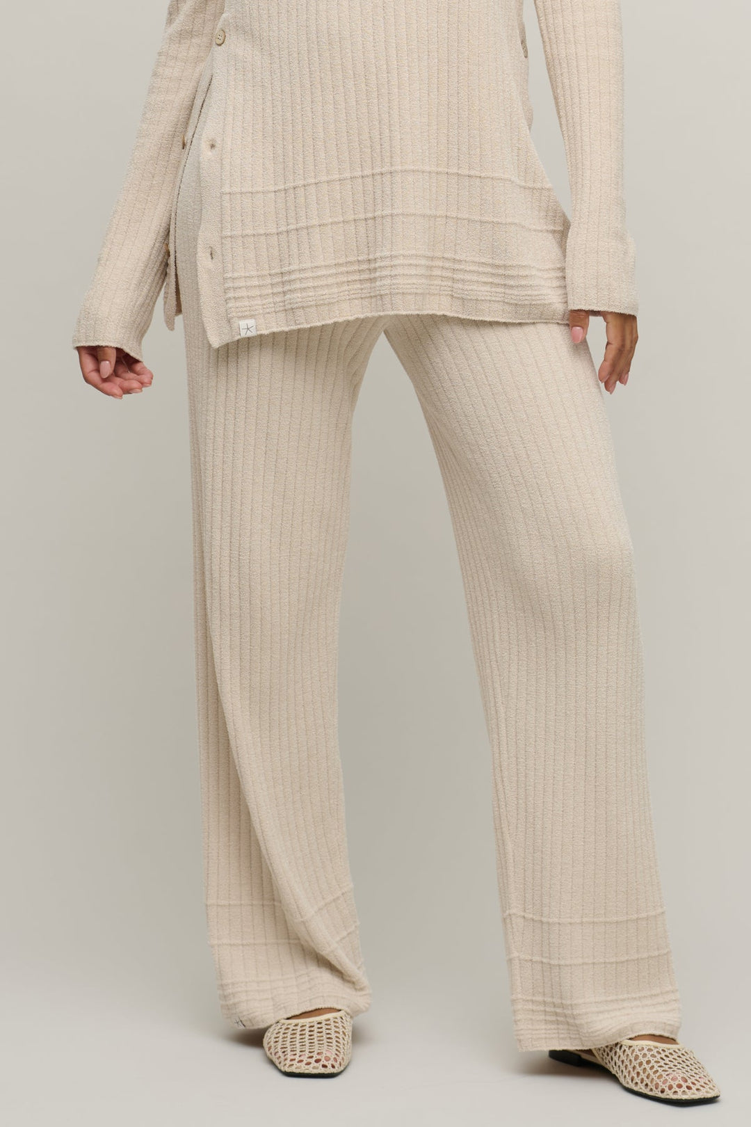 CozyChic Textured Hem Rib Pant