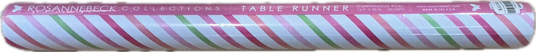 Pink Green &amp; Coral Stripe Table Runner