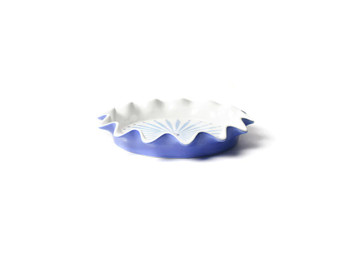 French Blue Ruffle Pie Dish