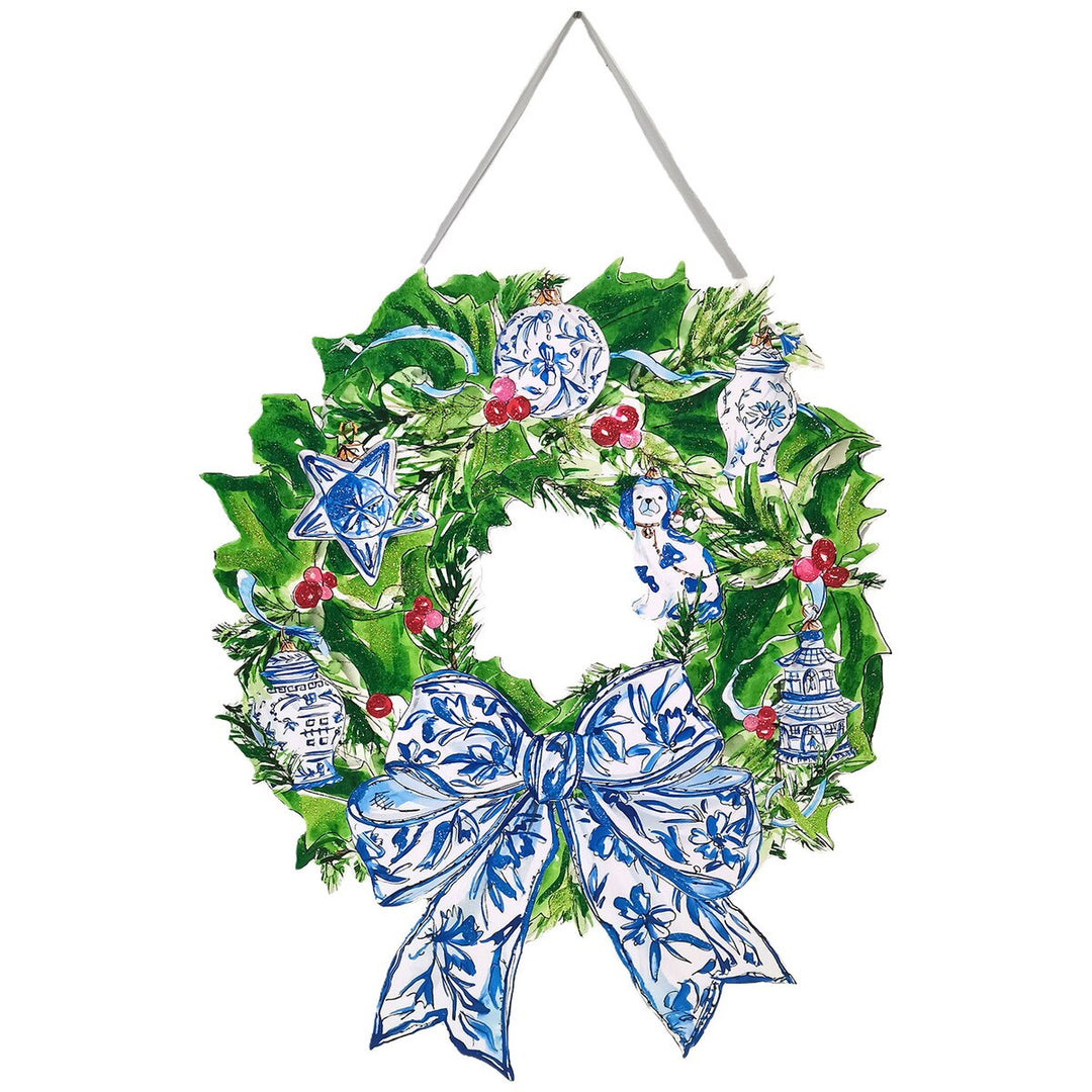 Chinoiserie Bow Wreath PVC Door Hanger