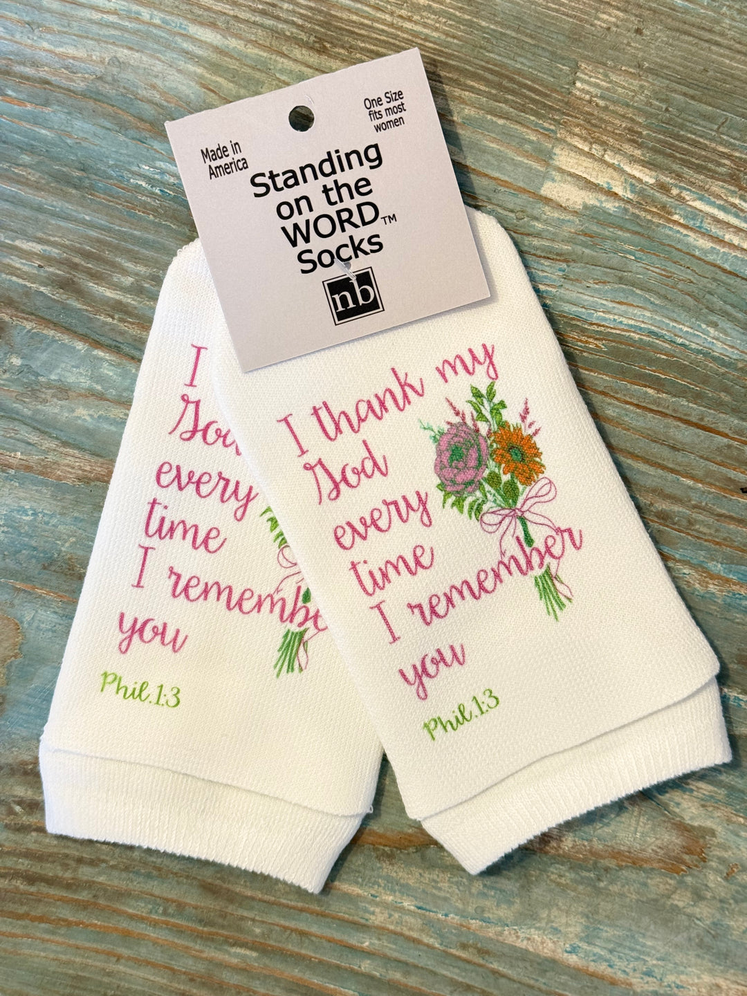 I Thank My God Scripture Socks