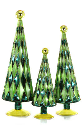 Mid Century Diamond Trees - Green Meadow Set of 3