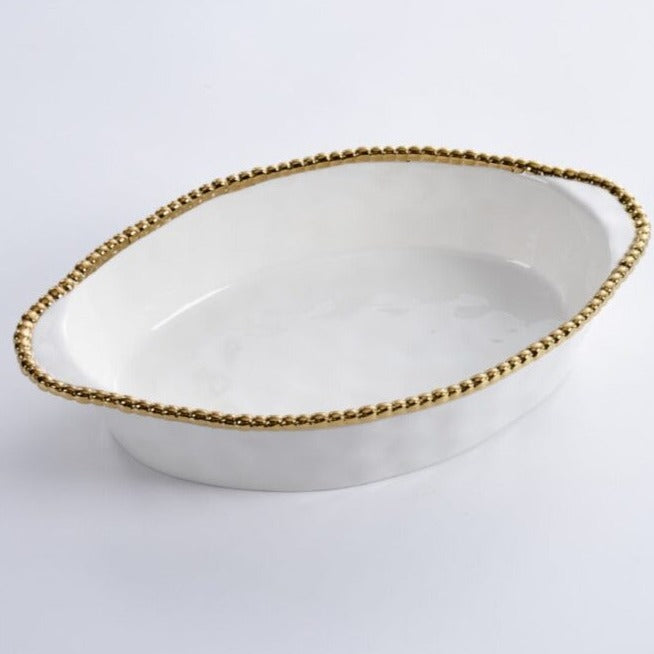 Salerno White Gold Oval Baking Dish