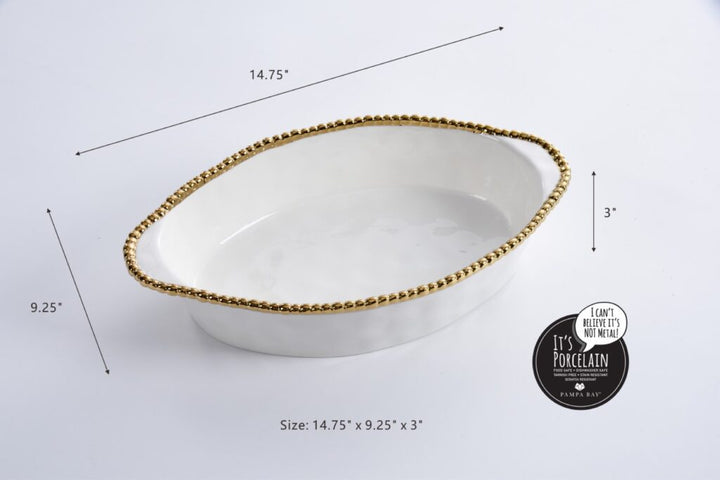 Salerno White Gold Oval Baking Dish