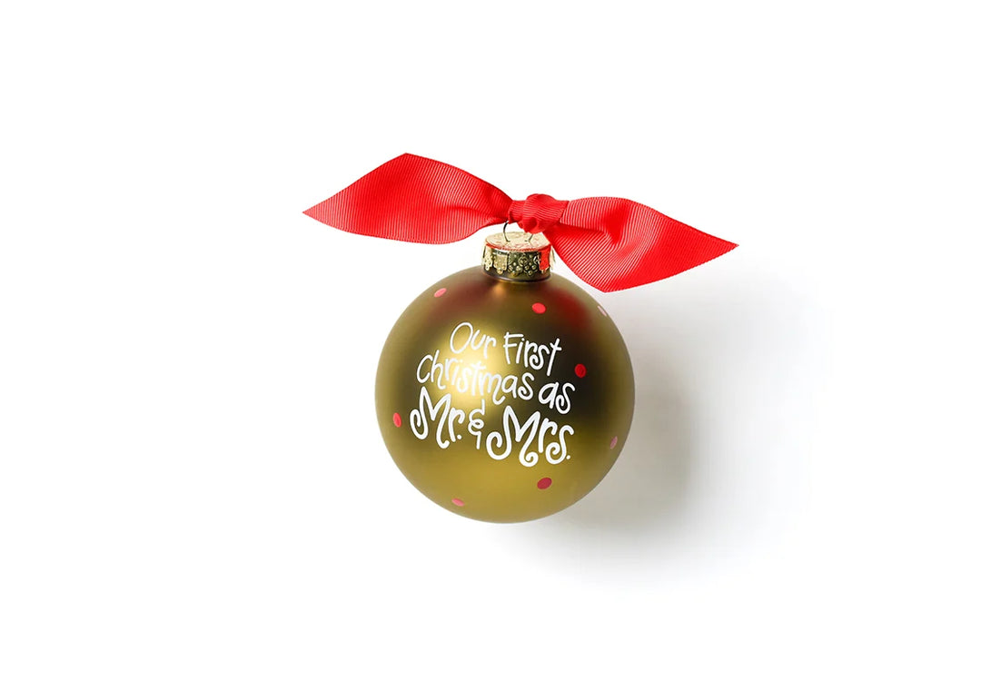 Our First Christmas as Mr. &amp; Mrs. Wedding Cake Glass Ornament