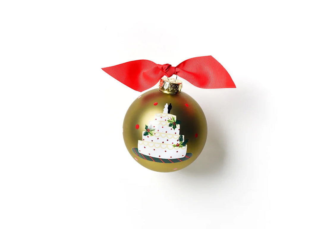 Our First Christmas as Mr. &amp; Mrs. Wedding Cake Glass Ornament