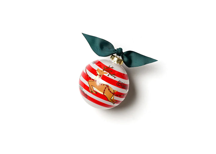 Reindeer In Flight Glass Ornament