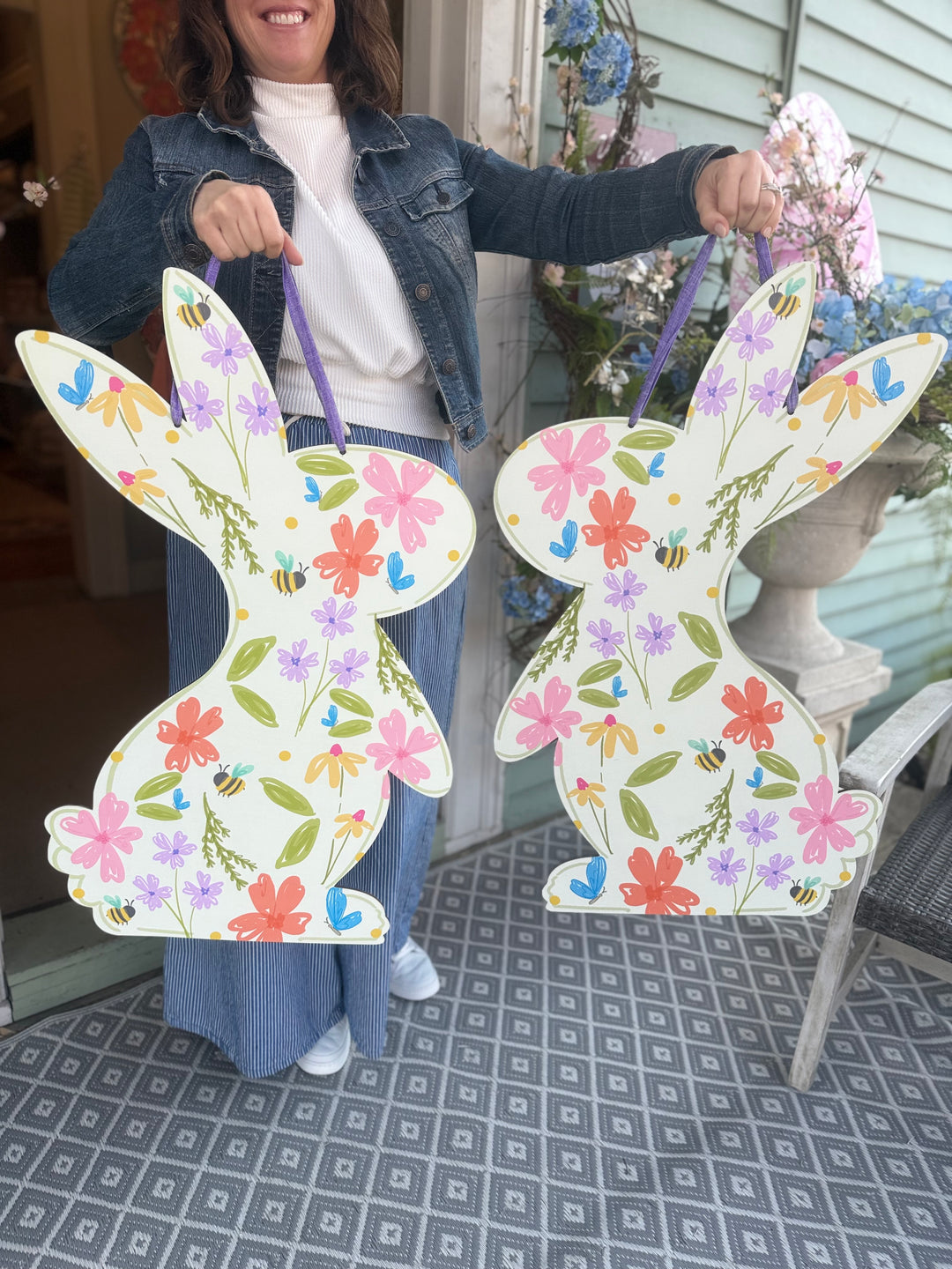 Right Wildflower Bunny Door Hanger