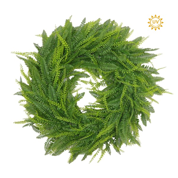Fern / Bead Grass Mixed Wreath 24" UV