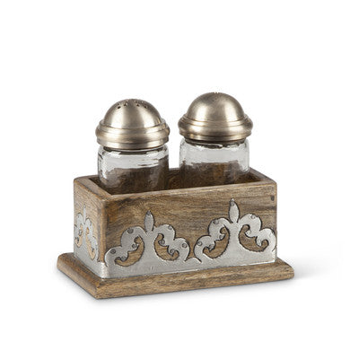 Heritage Inlay Wood Salt and Pepper Shakers