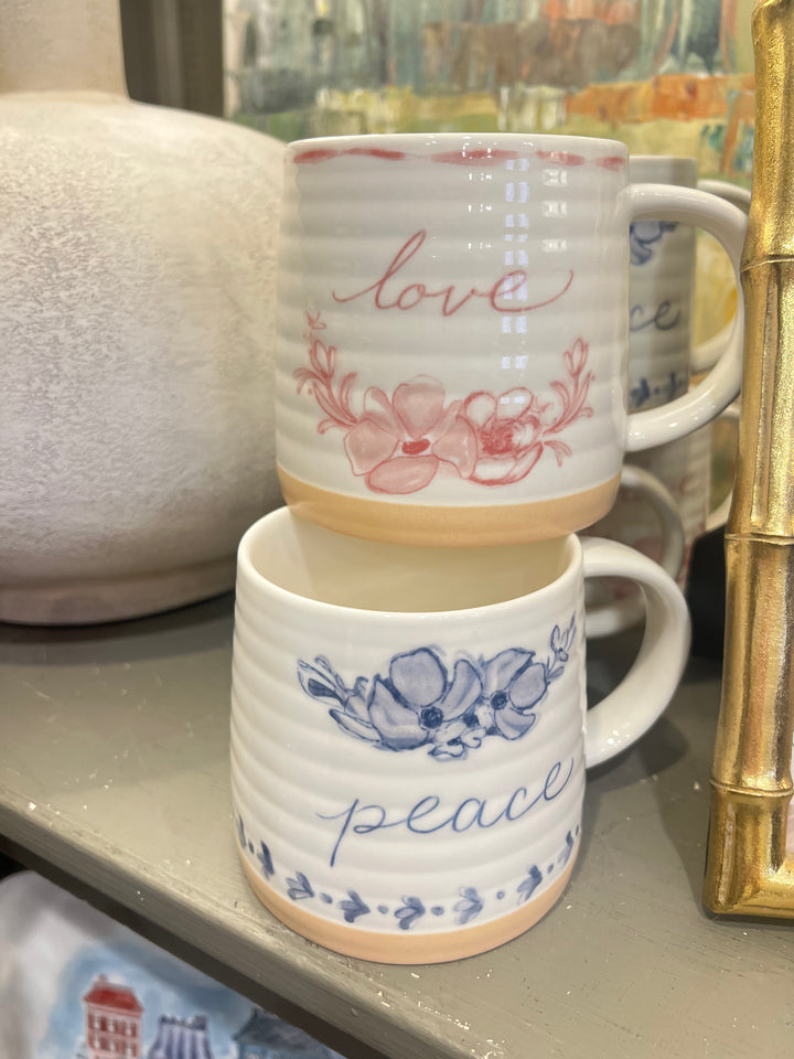 Stoneware Mug with Flowers