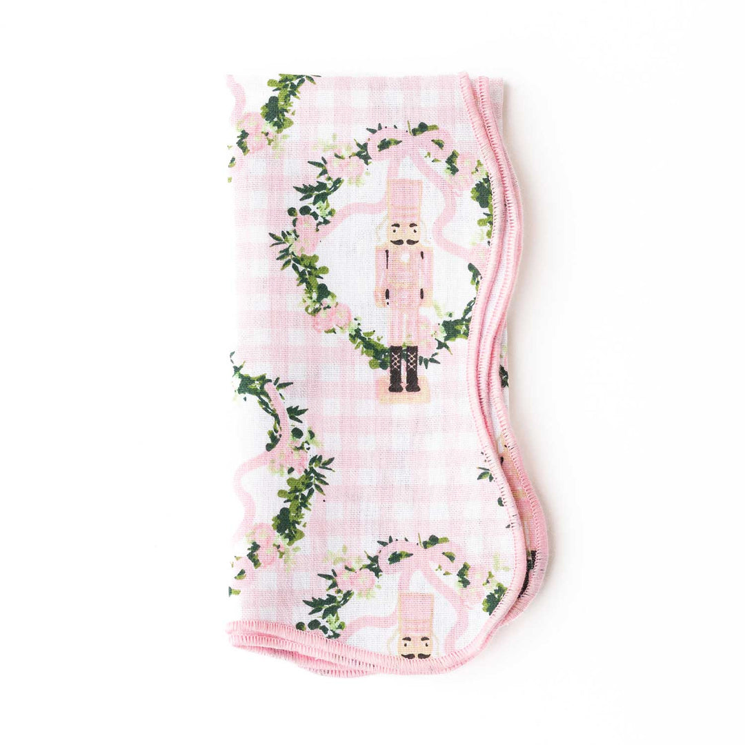 Scalloped Dinner Napkin - Sugarplum Gingham