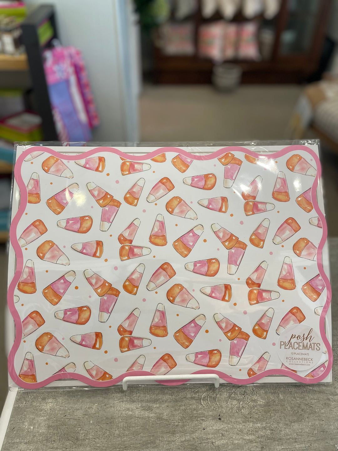 Die Cut Placemats | Pink & Orange Candy Corn