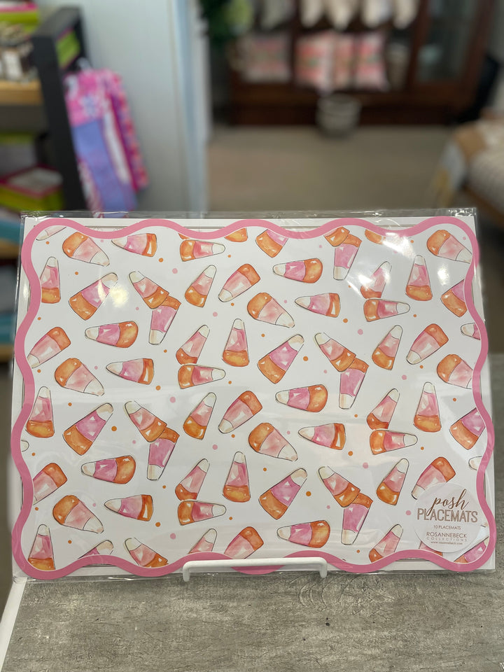 Die Cut Placemats | Pink & Orange Candy Corn