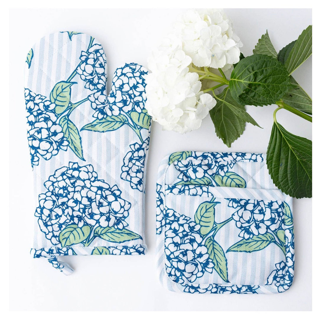 Oven Mitt Set - Hydrangea Stem