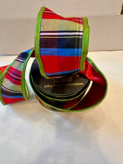 JME Stripe Metallic Dupion Red/Green Metallic Piping
