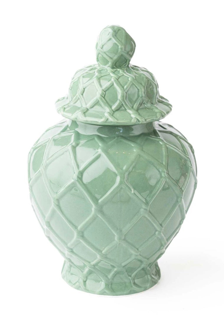 Large Textured Ginger Jar - Green