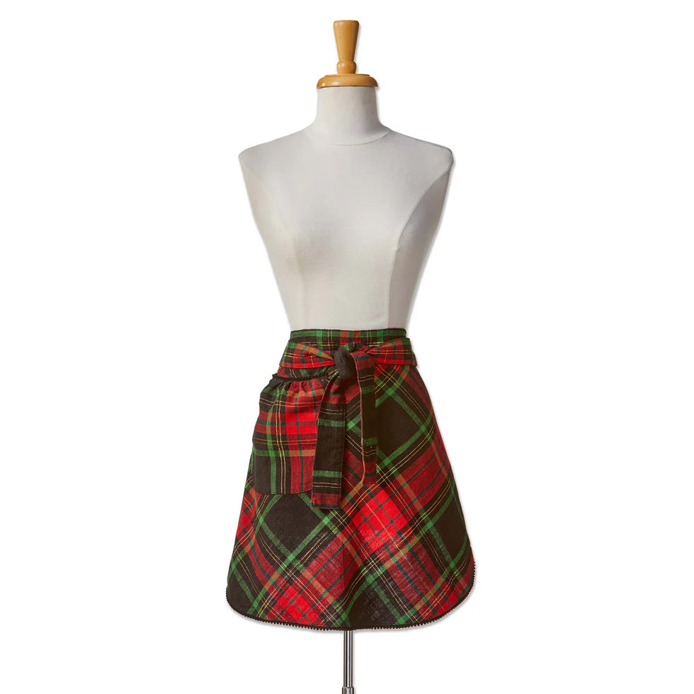Christmas Plaid Hostess Half Apron