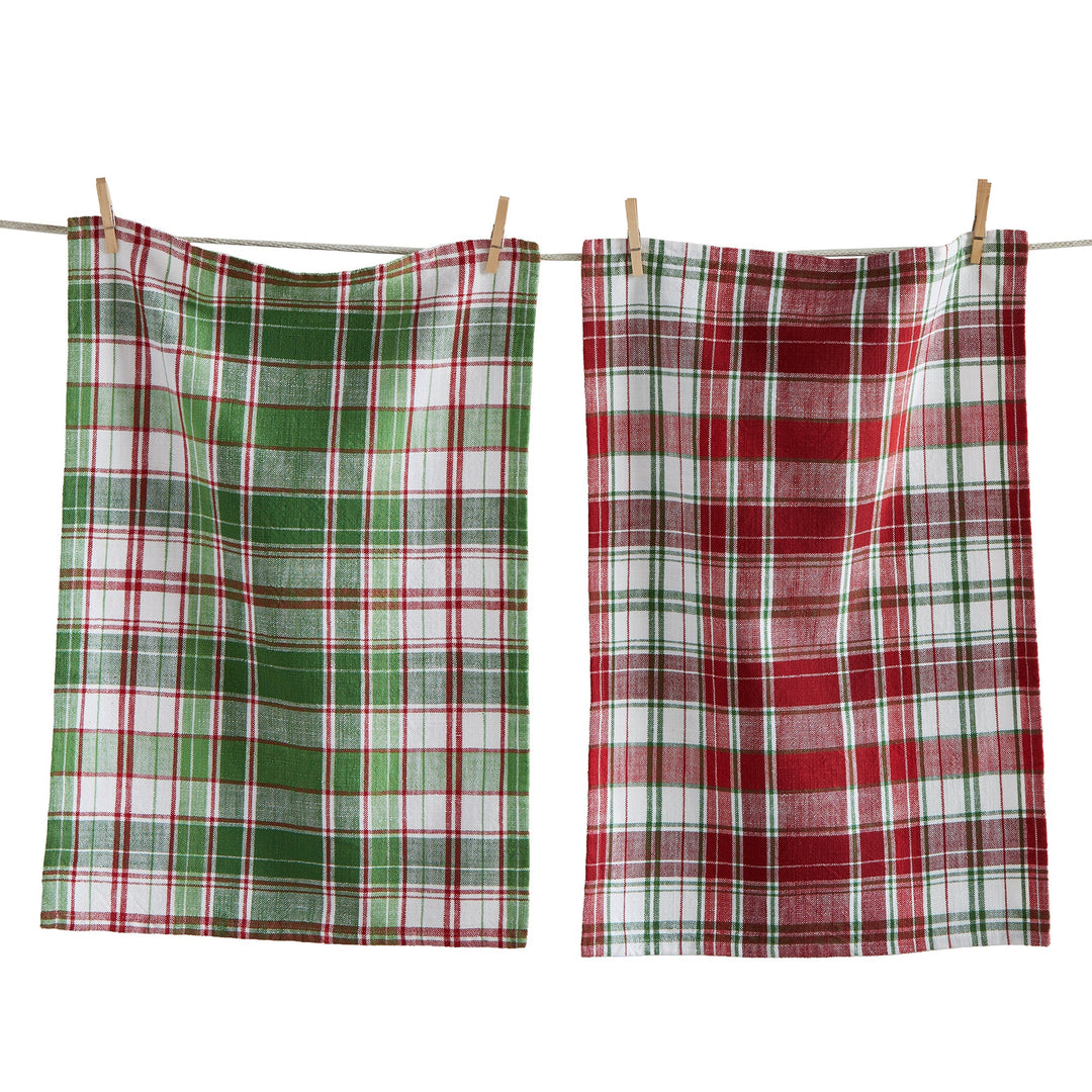 Winter Plaid Dish Towels, Set of 2