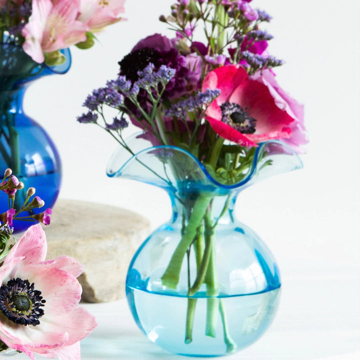 Hibiscus Fluted Bud Vase Aqua