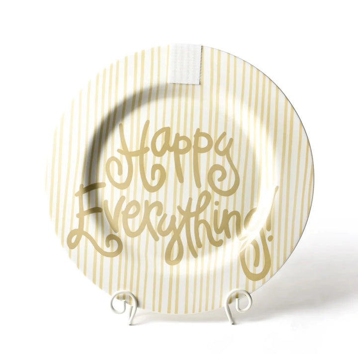 Happy Everything Big Round Platter-Neutral Skinny Stripe