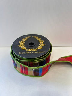 JME Stripe Metallic Dupion Red/Green Metallic Piping