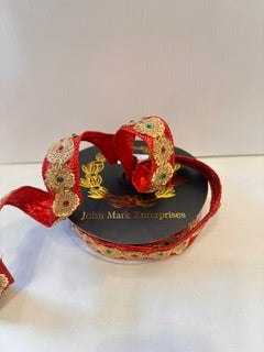 JME Sequin/Jewel Trim Overlay Metallic Dupion Red