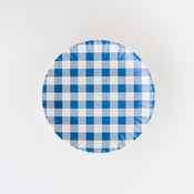 Blue Gingham "Paper" Plate - Melamine 9"