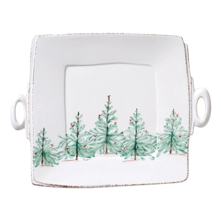 Lastra Holiday Handled Square Platter