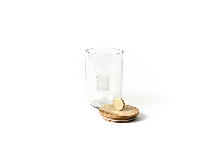 Happy Everything Wooden Lid Glass Jar-Small Mini