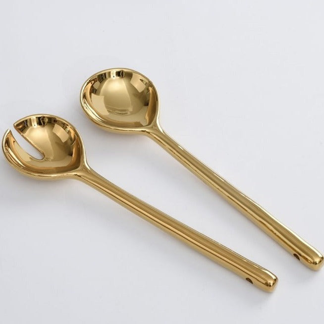 Gold Porcelain Salad Servers