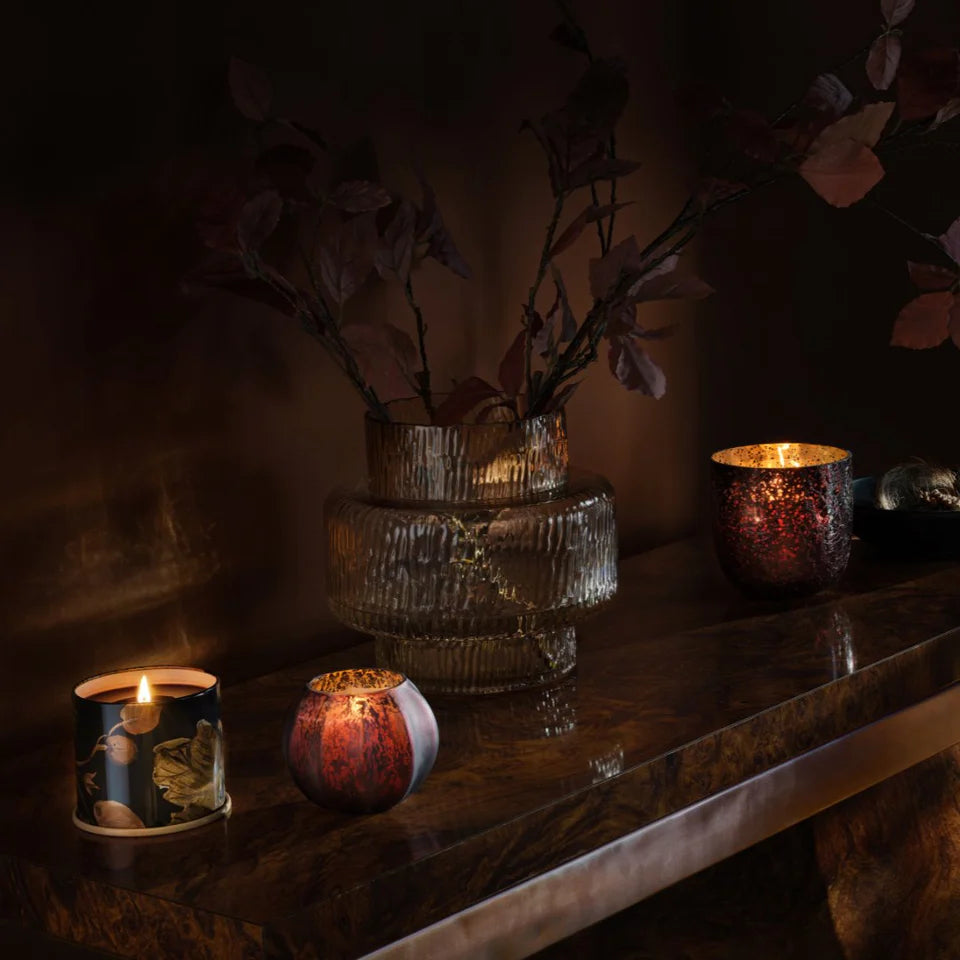 Midnight Pumpkin Glass Acorn Candle