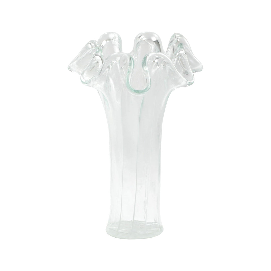 Onda Glass Clear with White Lines Vase