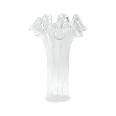 Onda Glass Clear with White Lines Vase