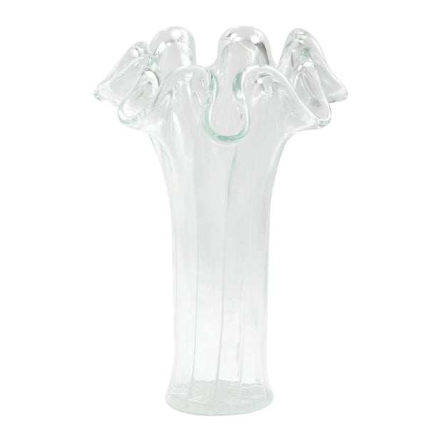 Onda Glass Clear with White Lines Vase