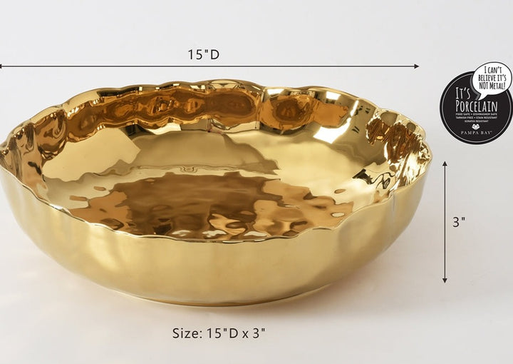 Portifino Gold Extra Large Shallow Bowl