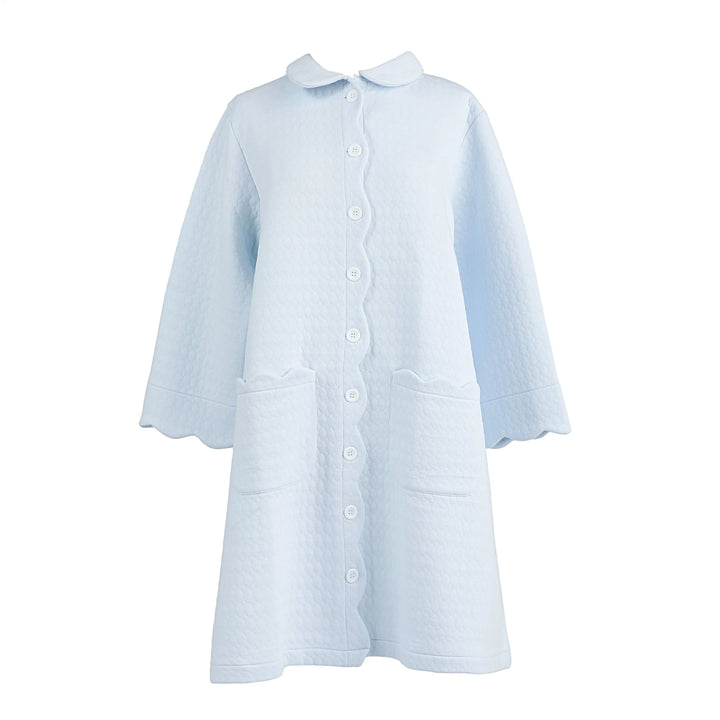Quilted Button Front Robe - Blue