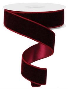 1.5" x 10 YD Deluxe Velvet/Satin Back  Burgundy