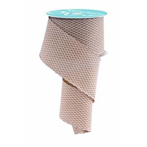 2.5" x 10 YD Mini Harlequin  Beige/White