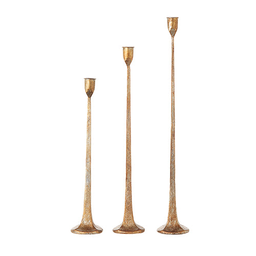 Gold Candle Sticks, Set of 3