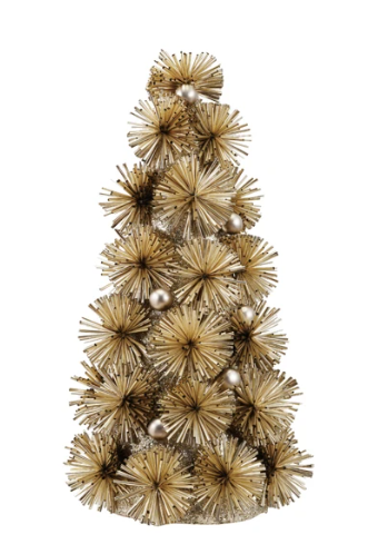 Small Plastic Tinsel Ball Tree with Glitter &amp; Silver Beads