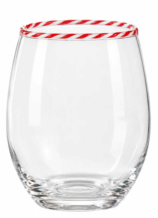 Peppermint Stick Stemless Beverage Glasses - Set of 4