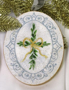 Oval Canvas Cross Ornament - Gold Glitter, Assorted